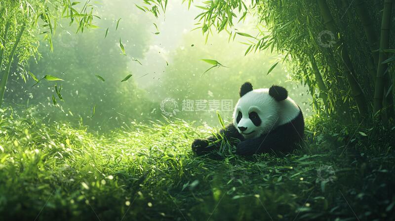 高清大图下载【趣麦麦图】写实熊猫插画