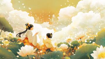 采莲插画插画古风节气