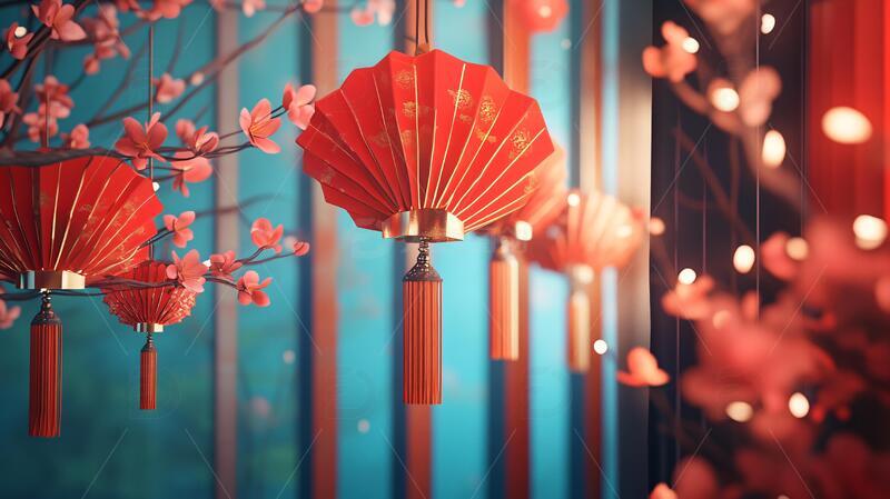 高清大图下载【趣麦麦图】喜庆场景灯笼密布4