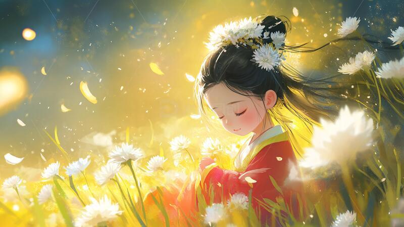 高清大图下载【趣麦麦图】汉服女孩插画