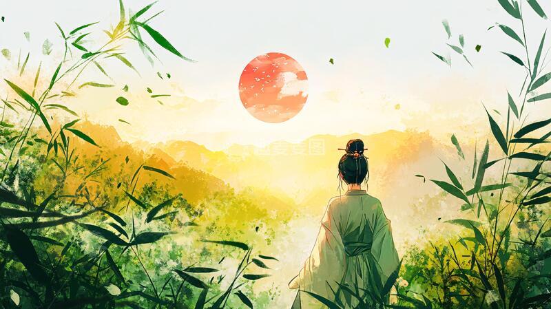 高清大图下载【趣麦麦图】古风人像水墨山水19