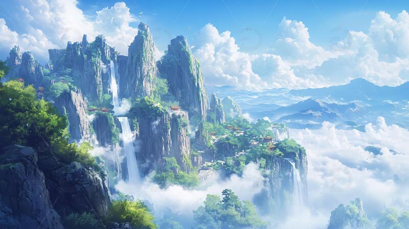 高清大图下载【趣麦麦图】缥缈峰背景场景古风原画