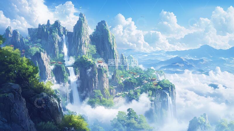 高清大图下载【趣麦麦图】缥缈峰背景场景古风原画