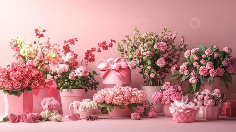 高清大图下载【趣麦麦图】妇女节堆头鲜花花卉花艺