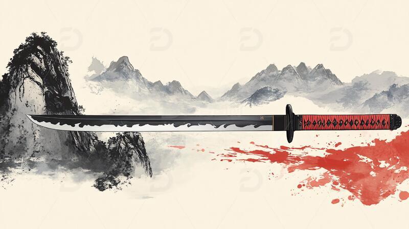 铸剑插画插画背景毛笔