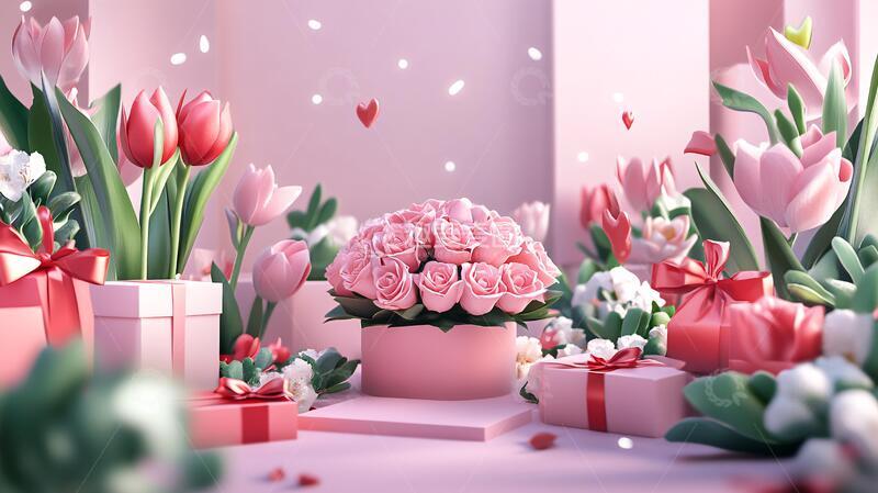 高清大图下载【趣麦麦图】情人节堆头女神七夕立体