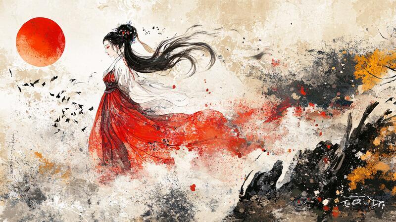 高清大图下载【趣麦麦图】红衣少女设计古风11