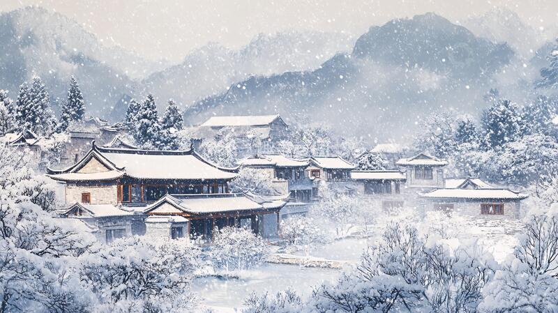 高清大图下载【趣麦麦图】雪景古风插画8