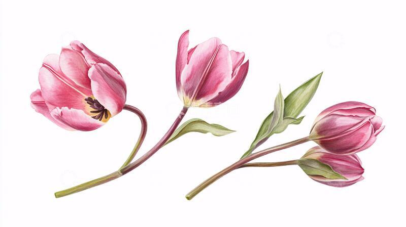 高清大图下载【趣麦麦图】-手绘鲜花郁金香2