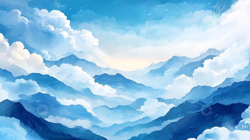 高清大图下载【趣麦麦图】云海插画插画流云云雾