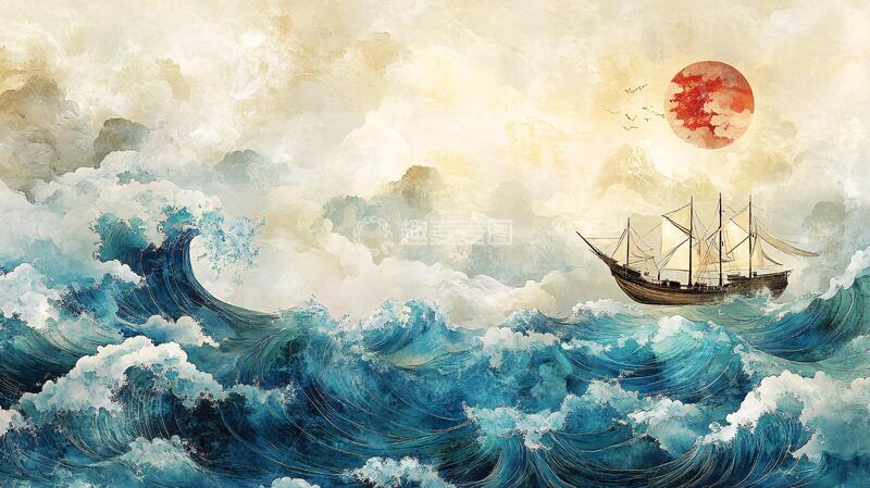 高清大图下载【趣麦麦图】乘风破浪包装插画3