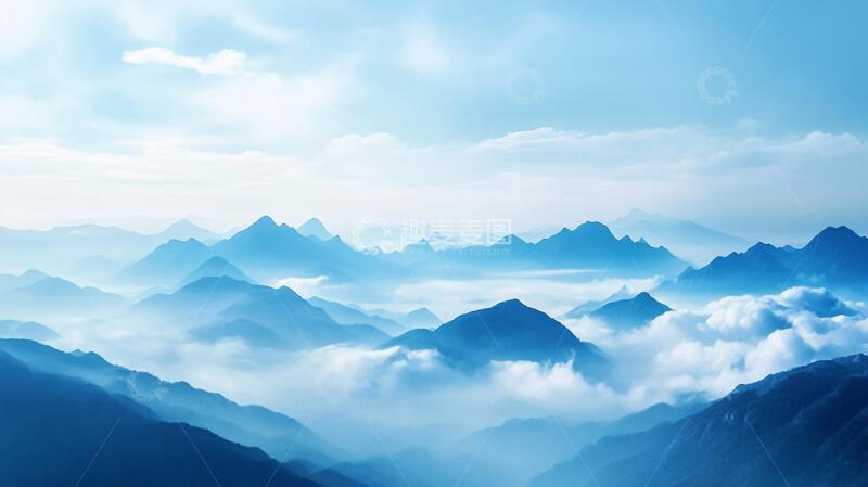 高清大图下载【趣麦麦图】蓝调远山背景12
