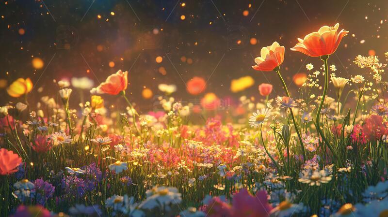 唯美梦幻花田场景28