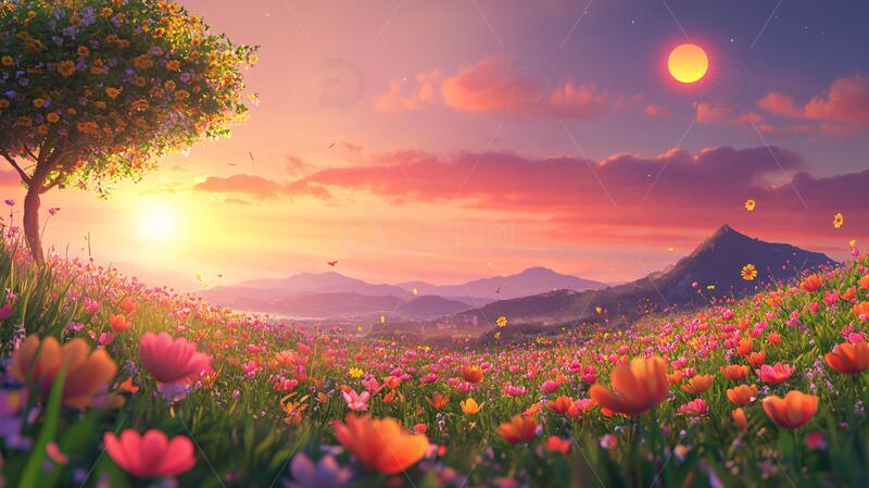 高清大图下载【趣麦麦图】唯美梦幻花田场景27