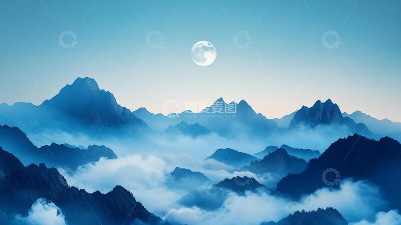 高清大图下载【趣麦麦图】云雾山水禅意山水