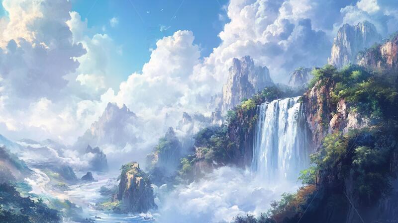 高清大图下载【趣麦麦图】宽屏风景画场景古风仙境