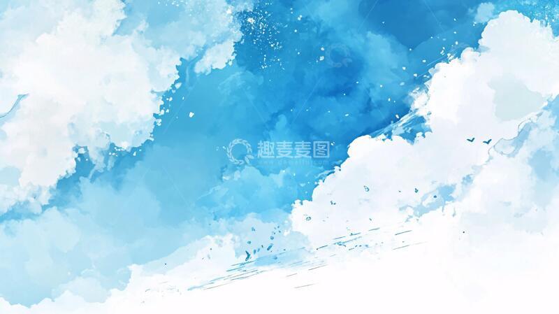 高清大图下载【趣麦麦图】蓝色梦幻水彩