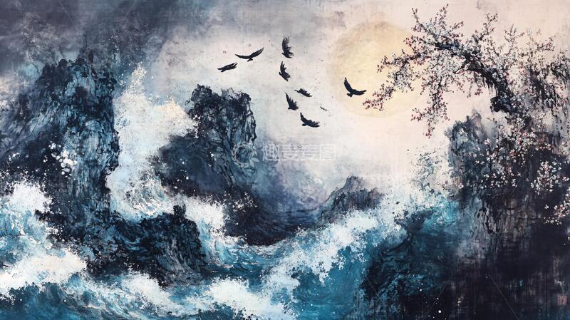 高清大图下载【趣麦麦图】云水山水墨画