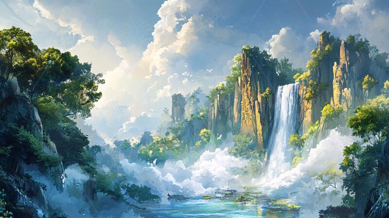 高清大图下载【趣麦麦图】风景原画场景原画仙境