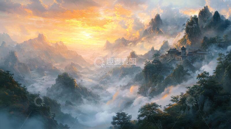 高清大图下载【趣麦麦图】云雾缭绕仙山梦境8