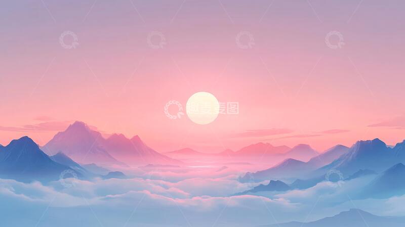 高清大图下载【趣麦麦图】插画红日插画红日水墨1