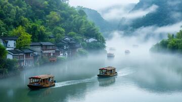 雾里行舟烟雨行舟水乡