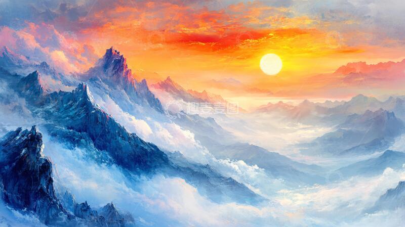 高清大图下载【趣麦麦图】天界晓钟风景插画15