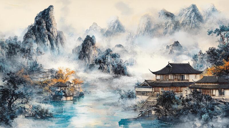 高清大图下载【趣麦麦图】山水楼阁雅致意境风4