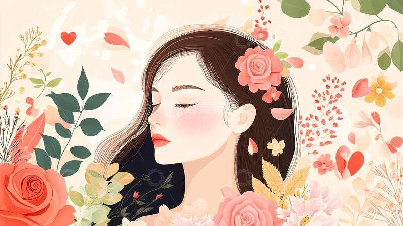 高清大图下载【趣麦麦图】花季少女插画