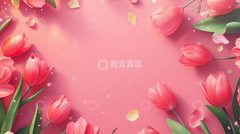 高清大图下载【趣麦麦图】剪纸风背景素材插画花卉