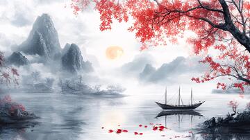 红叶古风山水画8