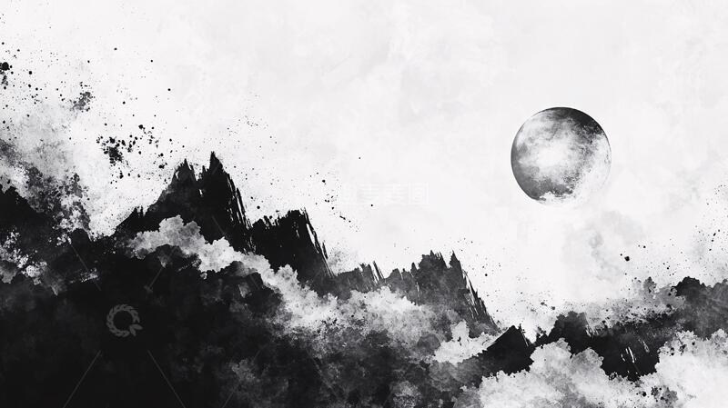 高清大图下载【趣麦麦图】水墨月色意境月色风格