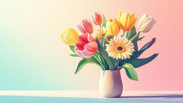 花瓶插画插画花瓶花卉