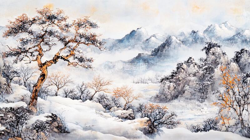 高清大图下载【趣麦麦图】雾凇艺术画雾凇雪景油画