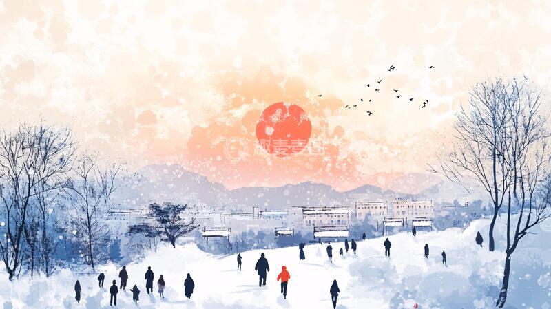 高清大图下载【趣麦麦图】手绘冬季主题朦胧插画