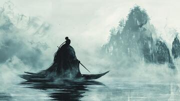 仗剑走江湖插画侠客蓑笠