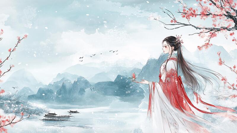 高清大图下载【趣麦麦图】红衣少女设计古风7