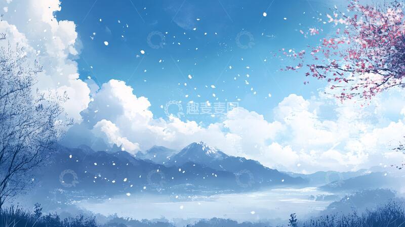 高清大图下载【趣麦麦图】宽屏风景画背景电脑插画