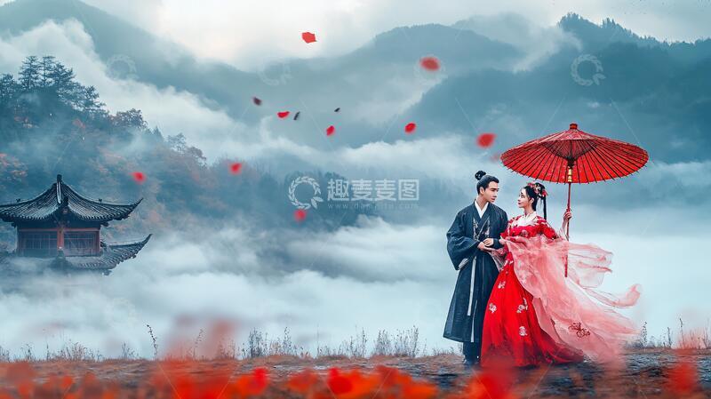 高清大图下载【趣麦麦图】古风情定良缘风情仙境