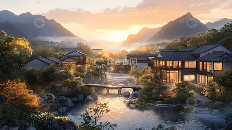 高清大图下载【趣麦麦图】新中式山居中式山居民宿