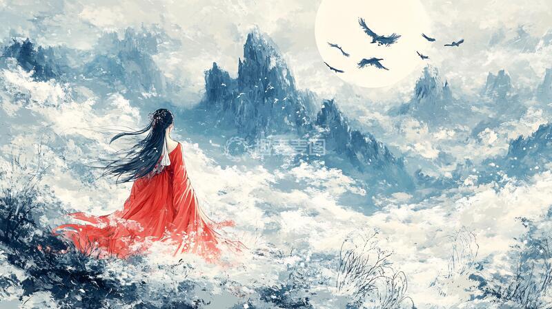 高清大图下载【趣麦麦图】红衣少女设计古风8