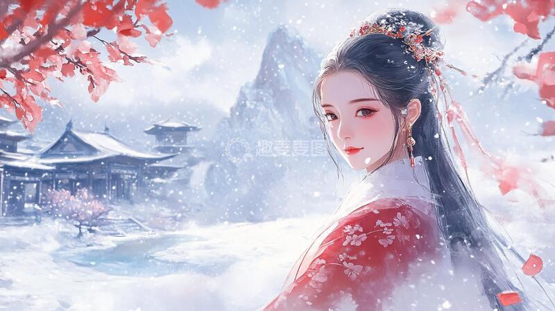 高清大图下载【趣麦麦图】红衣少女设计古风9