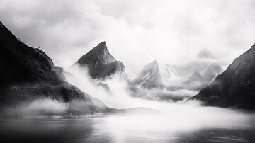 黑白意境山意境禅意水墨