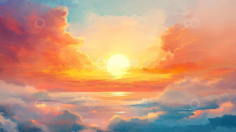 高清大图下载【趣麦麦图】插画落日插画落日日落