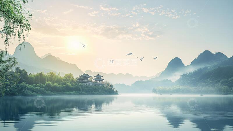 高清大图下载【趣麦麦图】山水画合成图10