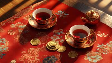 喜宴茶具发财富贵祝福