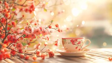 唯美咖啡杯场景时光茶杯