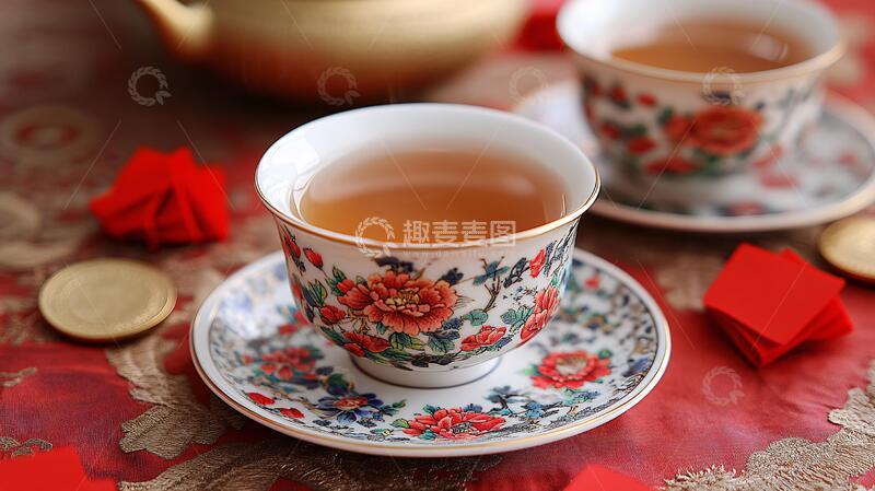 高清大图下载【趣麦麦图】新春下午茶新春茶具婚庆