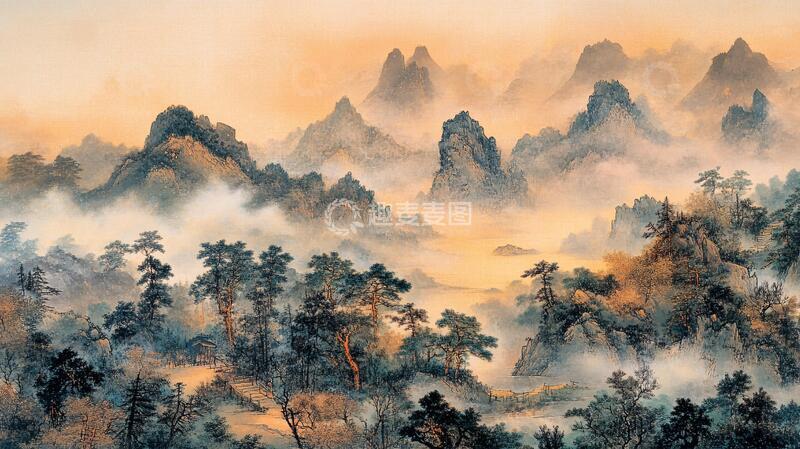 高清大图下载【趣麦麦图】高温油墨山水画