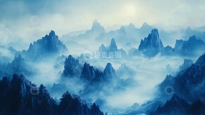 高清大图下载【趣麦麦图】雾漫群峰图片素材下载4